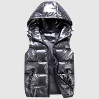 Hooded padded vest with color designAzizaK