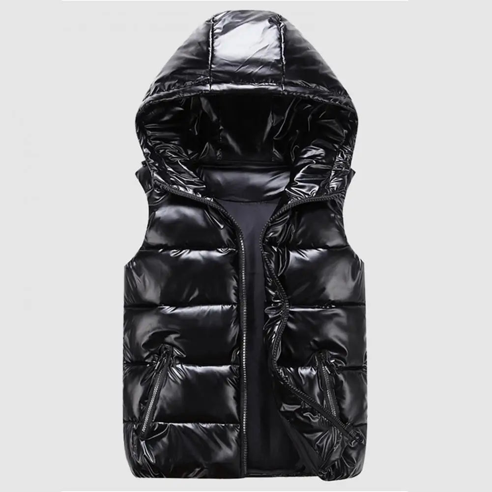 Hooded padded vest with color designAzizaK