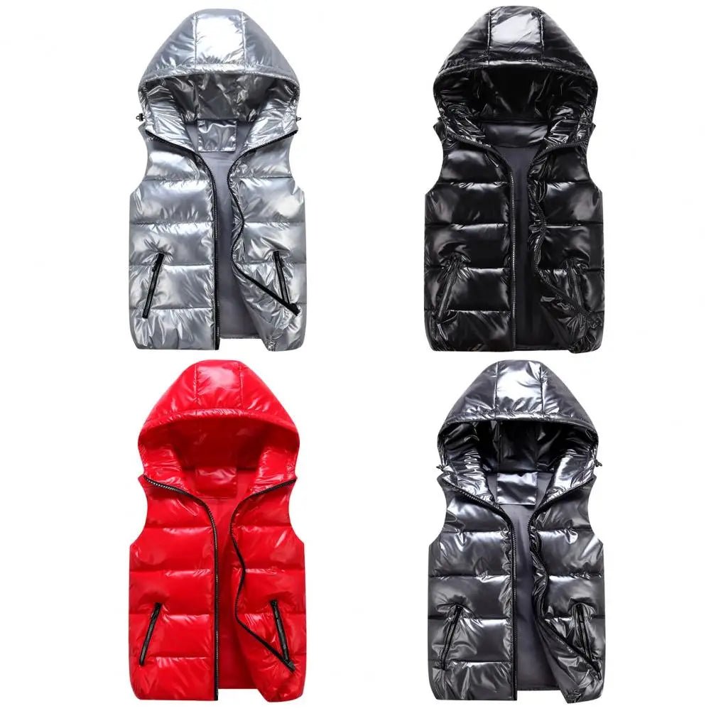 Hooded padded vest with color designAzizaK