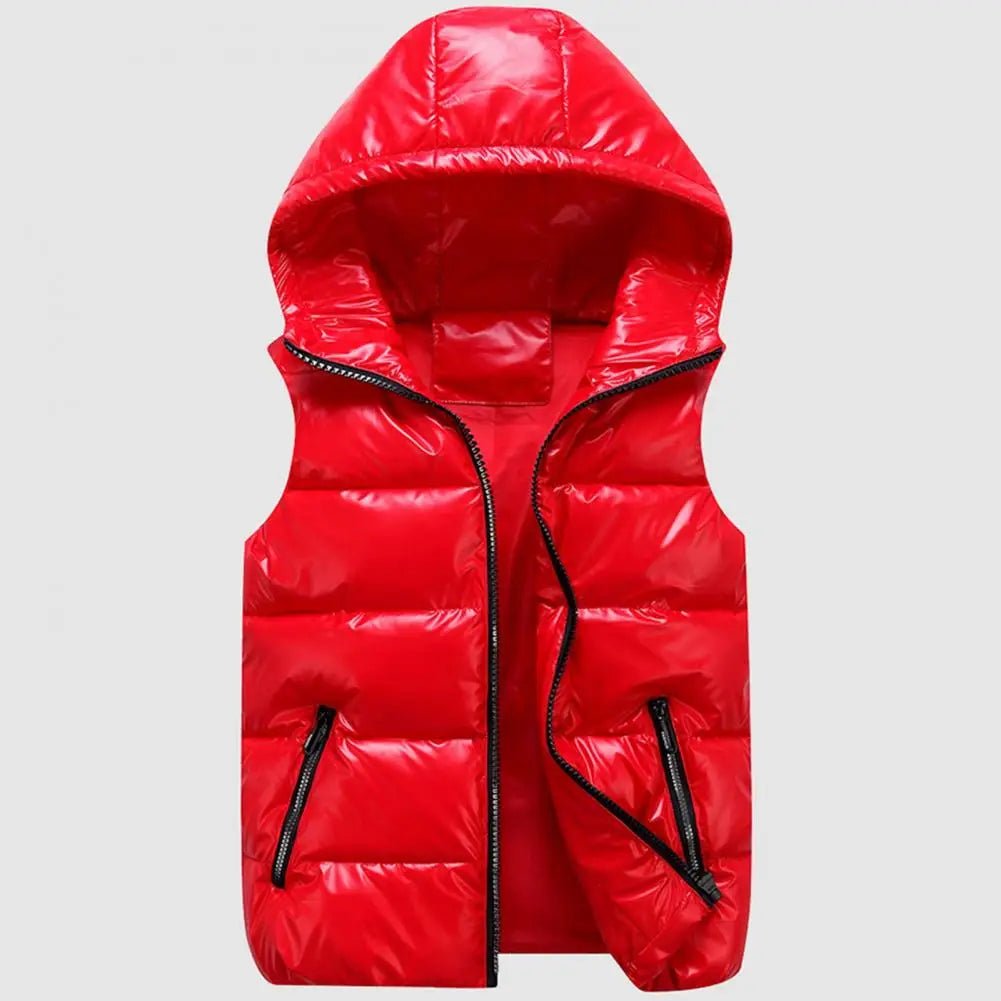 Hooded padded vest with color designAzizaK