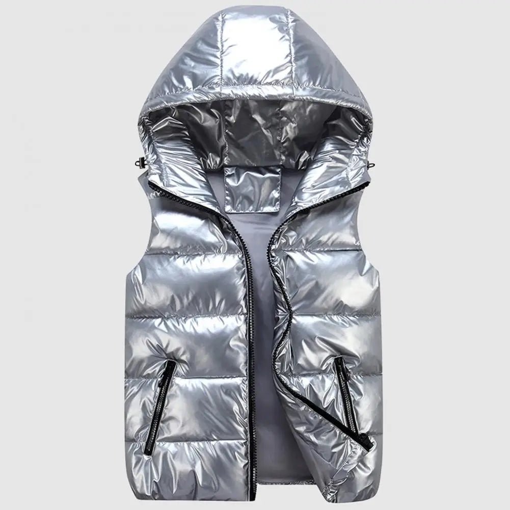 Hooded padded vest with color designAzizaK