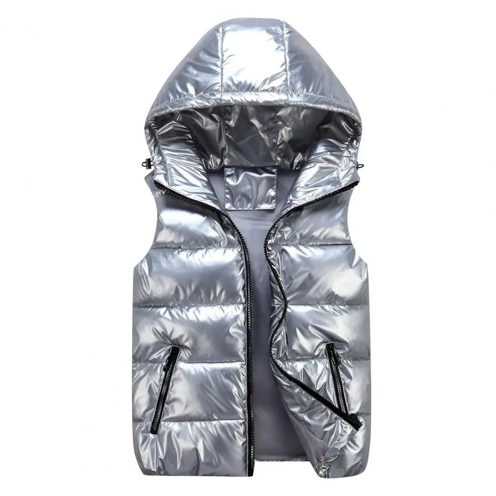 Hooded padded vest with color designAzizaK