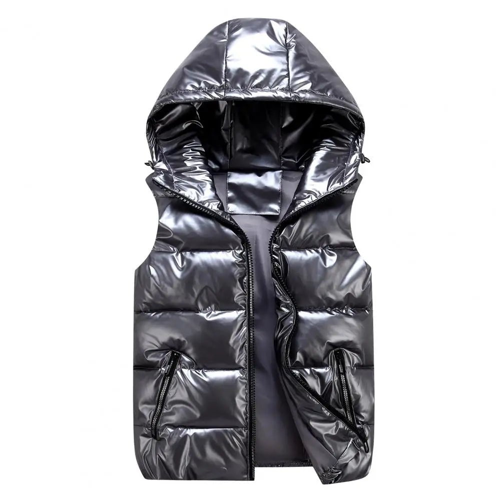 Hooded padded vest with color designAzizaK