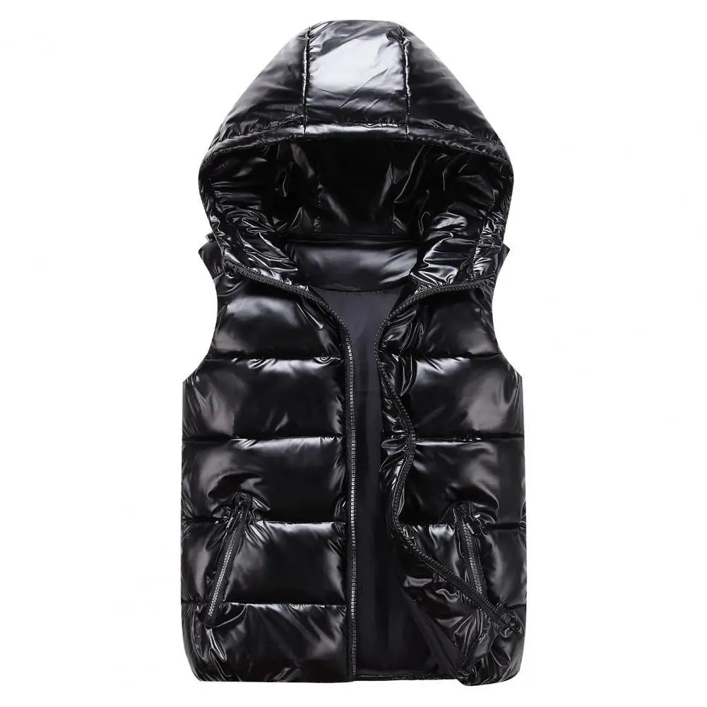 Hooded padded vest with color designAzizaK