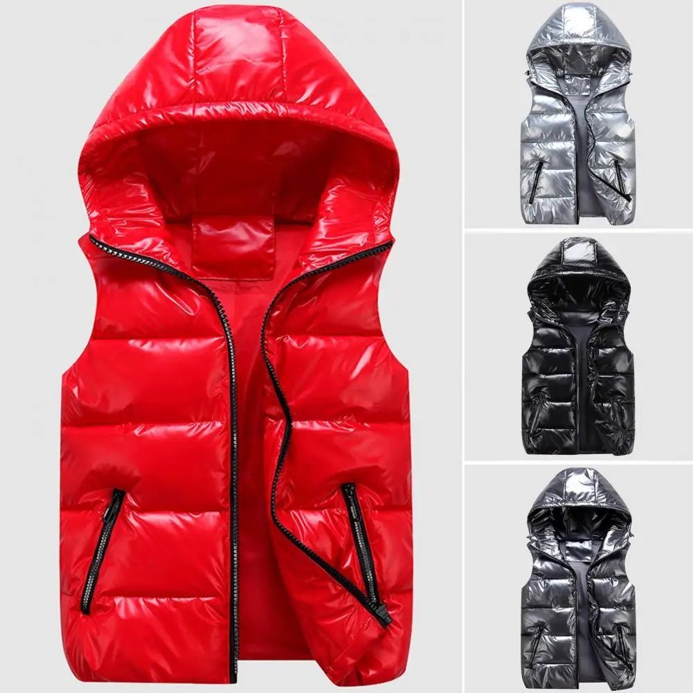 Hooded padded vest with color designAzizaK