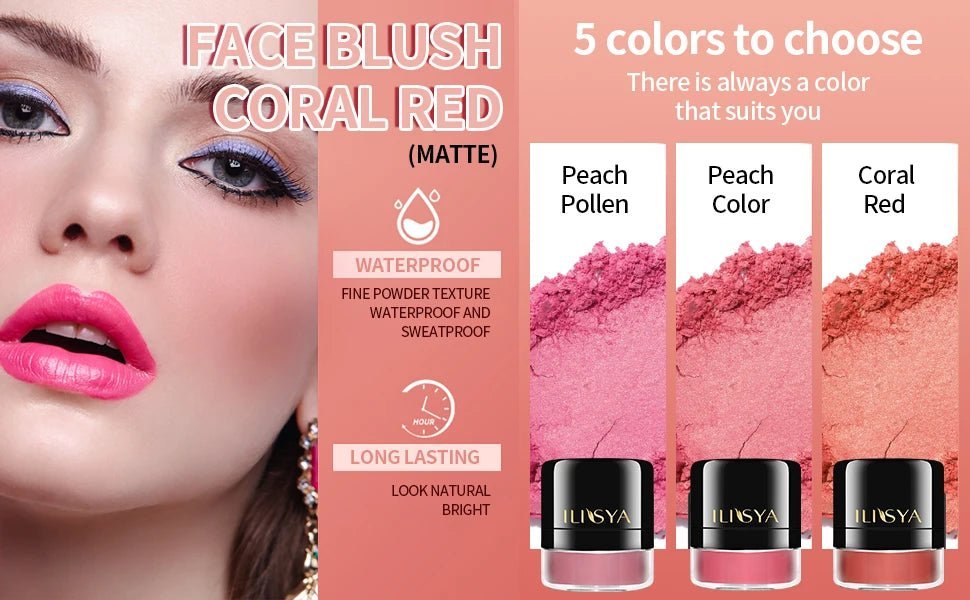 ILISYA Face Blusher Powder Cheek Rouge Nourishing Nude Makeup Brightening Complexion Repair Cosmetics MaquiagemAzizaK