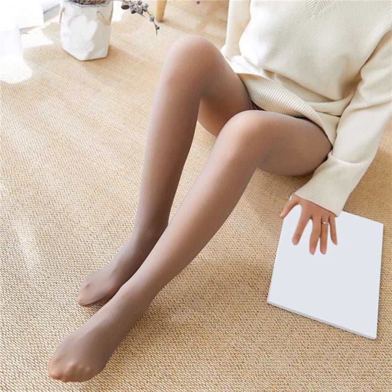 Insulated Tights Legs Faux Translucent Warm Plush Lined ElasticAzizaK