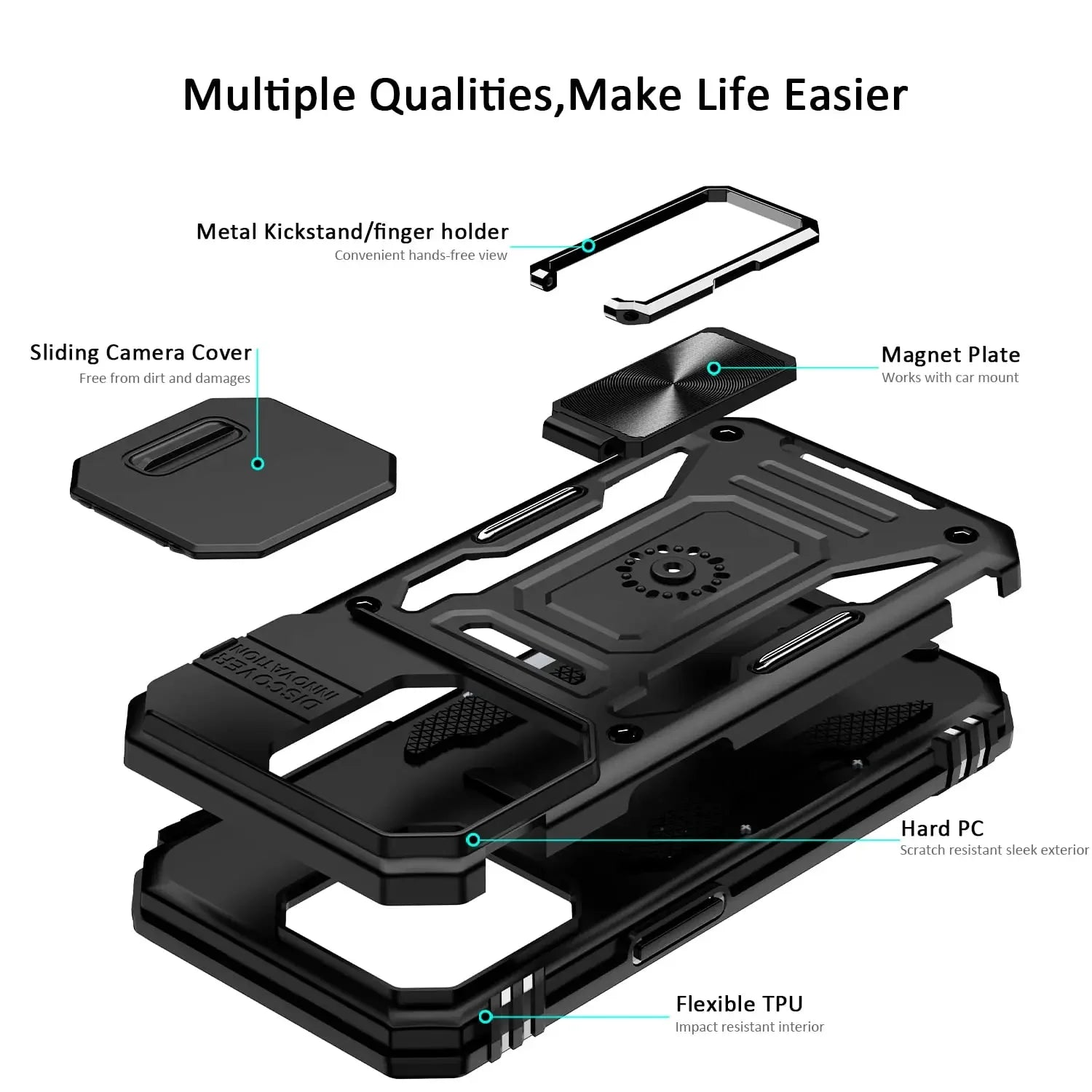 iPhone Case with Ring Holder Anti - Drop Cover with Camera KickstandAzizaK