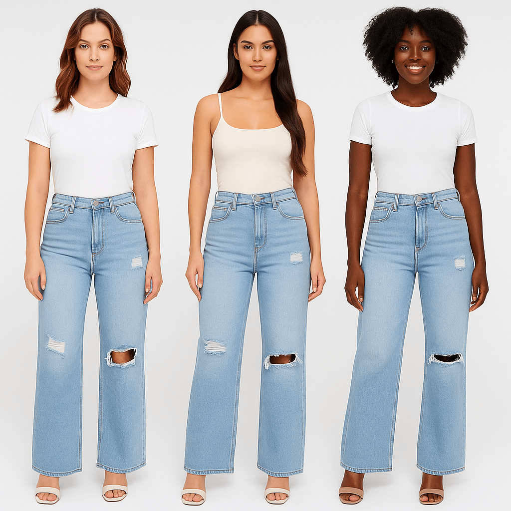 Jeans Wide Leg Pants Wash HolesAzizaK