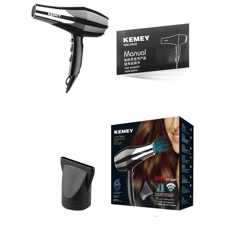 Kemei 3000 Watt Full Size Pro Hair Dryer Professional Salon Blow Dryer with Concentrator Nozzle Attachments 3 Speeds fast DryAzizaK