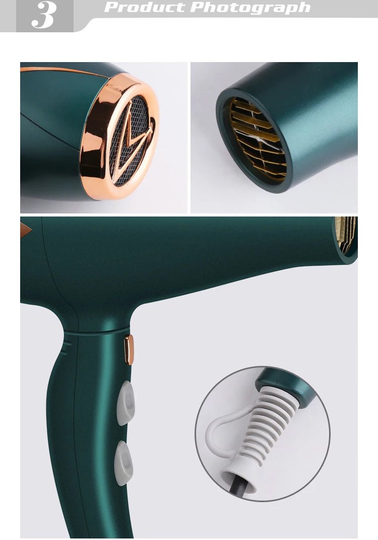 Kemei 3500W Hot and Cold Wind Hair Dryer Foldable Compact Blow Dryer Hairdryer Hair Styling Tools for Salons and Household UseAzizaK