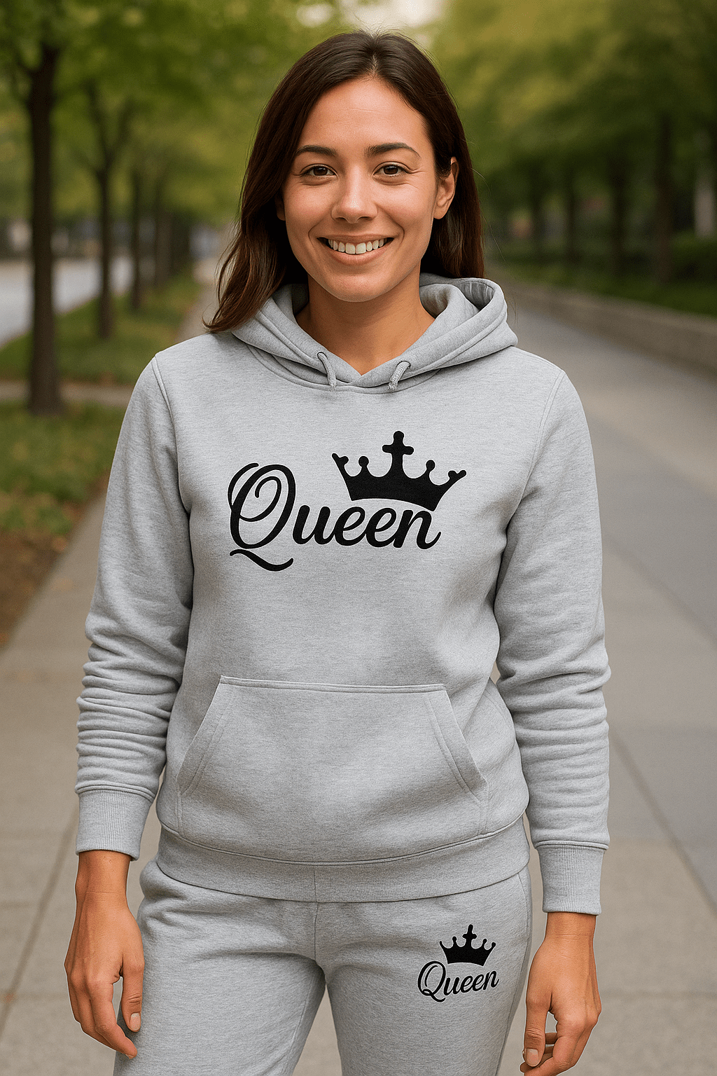 King Printed Cotton Fleece 2 Piece TracksuitAzizaK