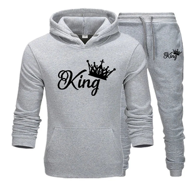 King Printed Cotton Fleece 2 Piece TracksuitAzizaK