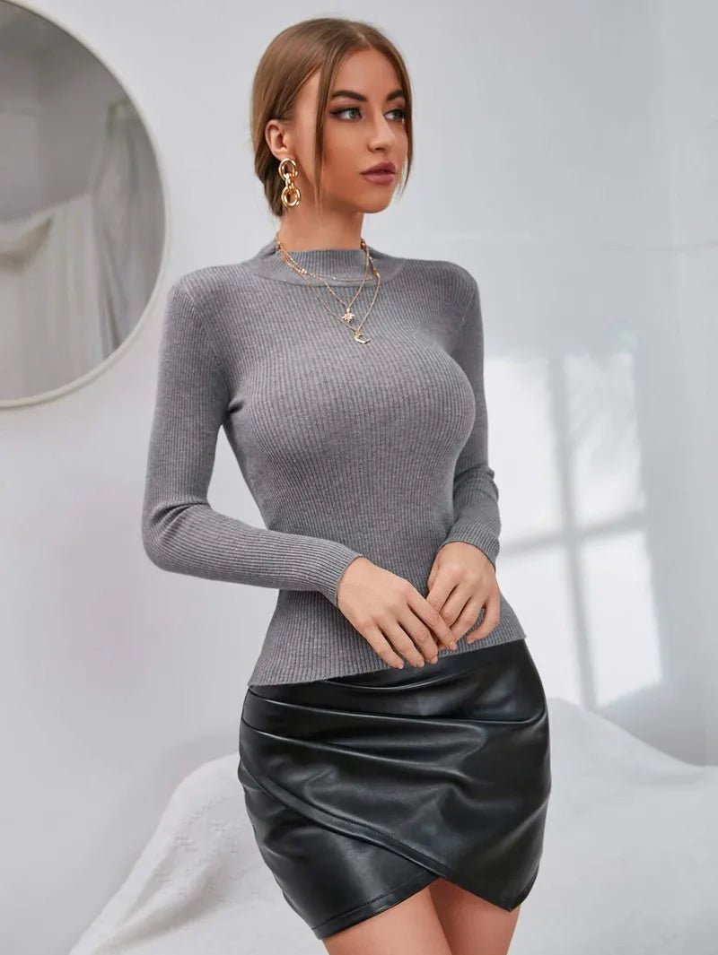 knitted long sleeve turtleneck sweaterAzizaK