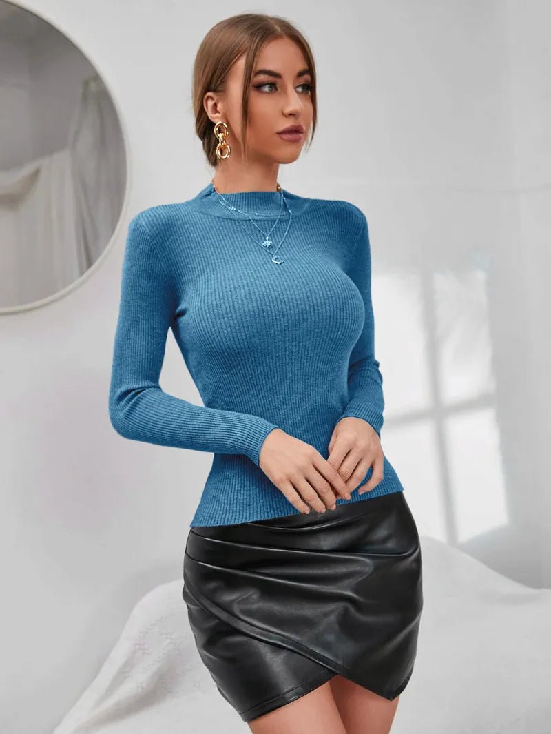 knitted long sleeve turtleneck sweaterAzizaK