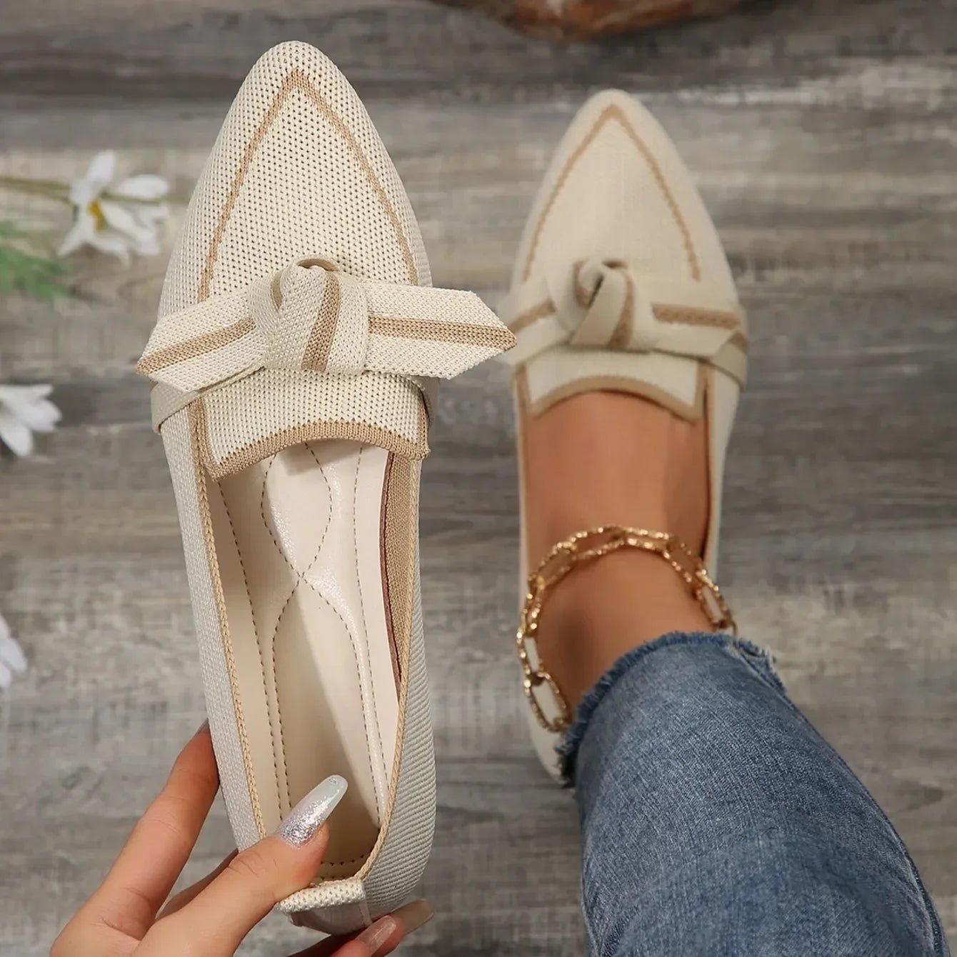 Knitted Pointed Flats – Women’s Breathable Slip - OnsAzizaK