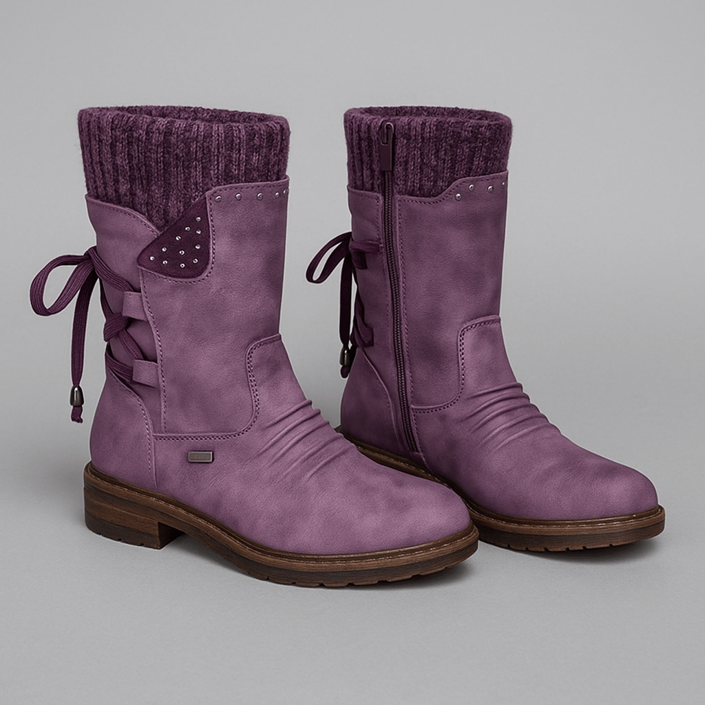 Lace - up side zip snow bootsAzizaK