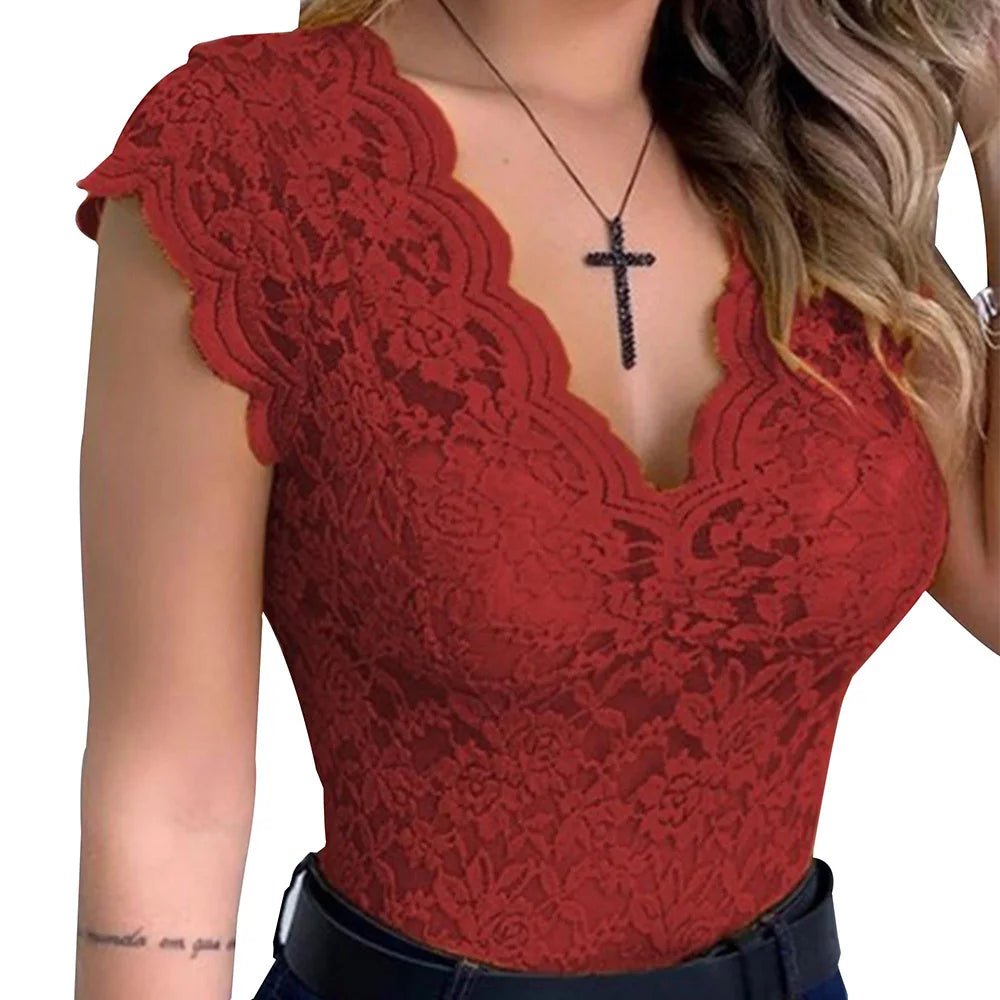 Lace V - Neck Tank TopAzizaK