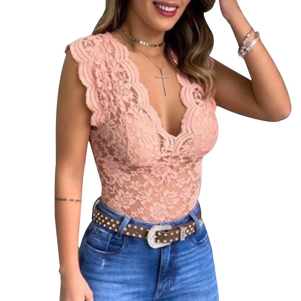 Lace V - Neck Tank TopAzizaK
