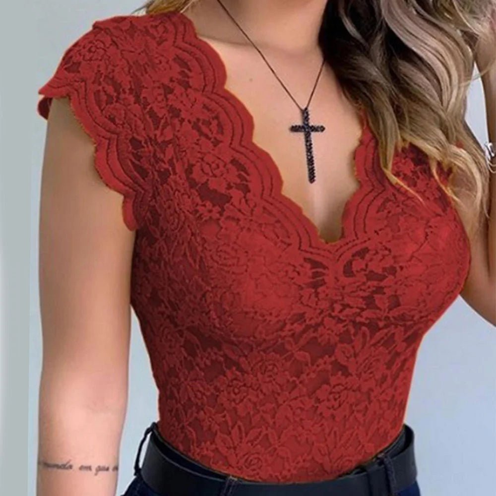Lace V - Neck Tank TopAzizaK