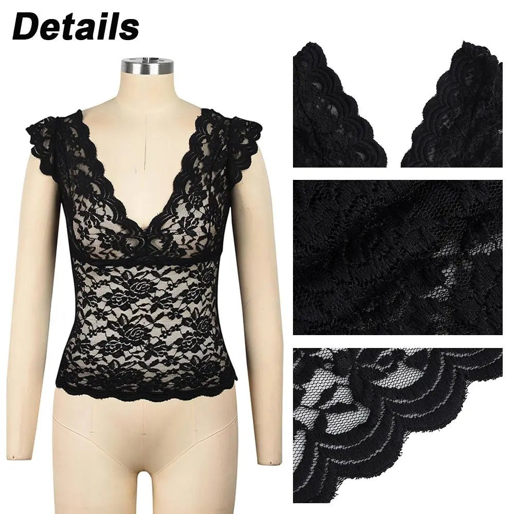 Lace V - Neck Tank TopAzizaK