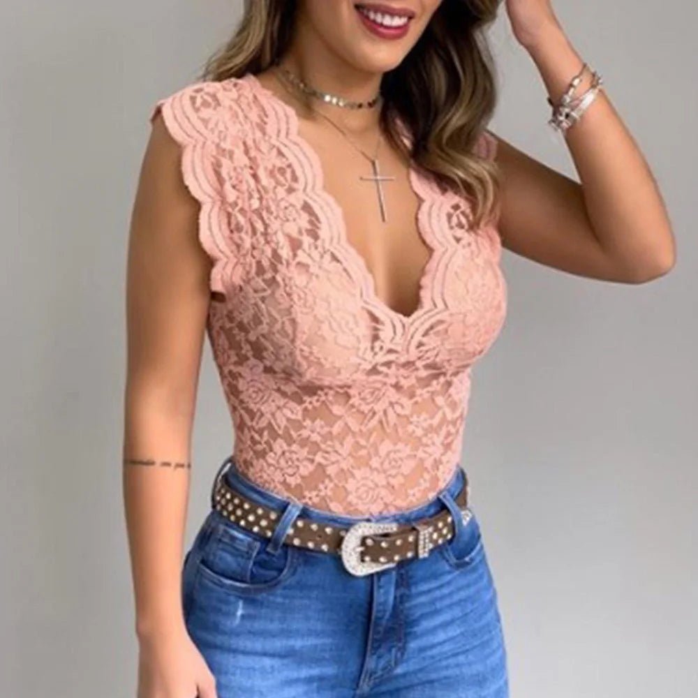 Lace V - Neck Tank TopAzizaK