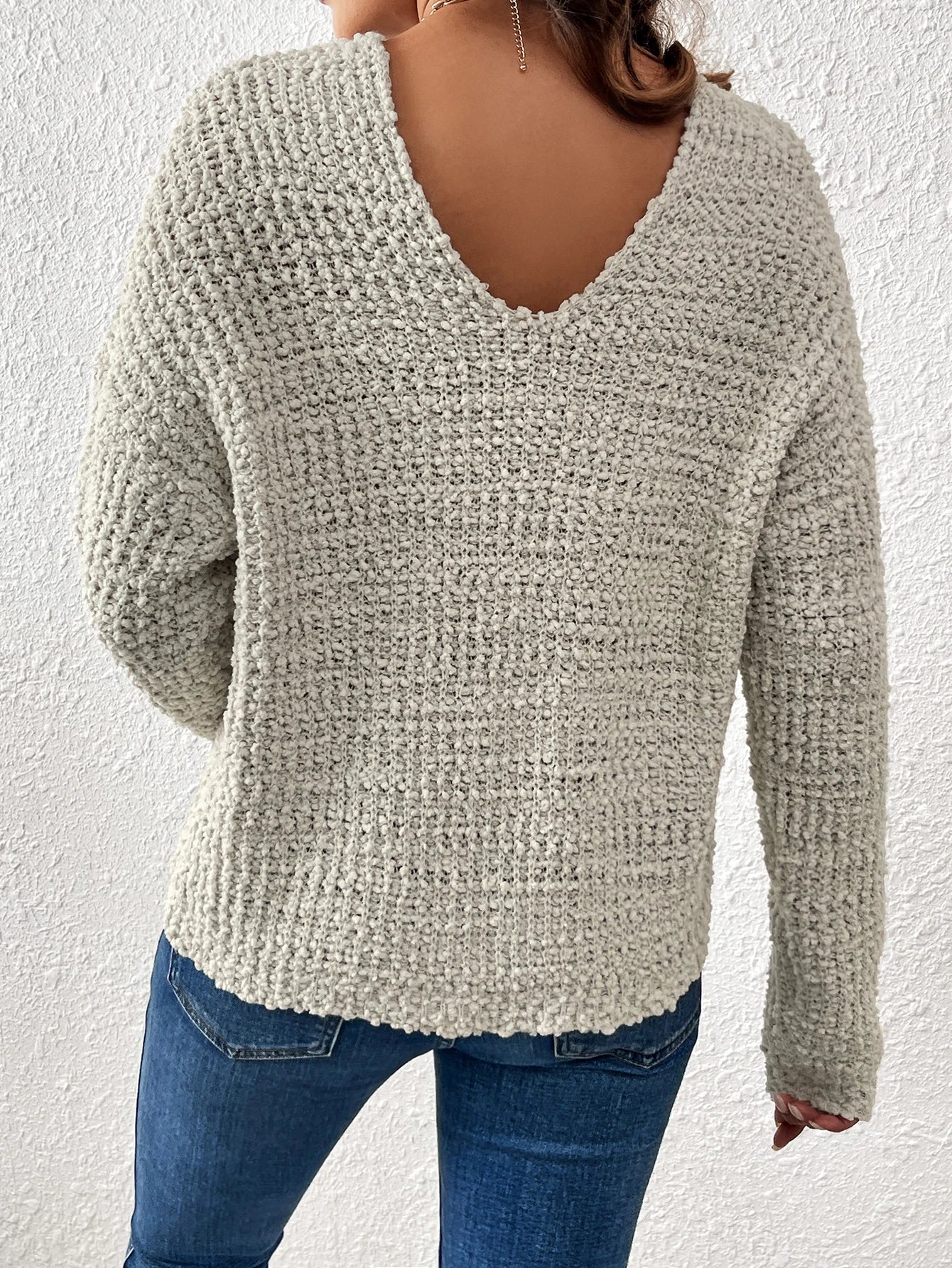 Lazy Style Knitted Sweater Solid Color Plush SweaterAzizaK