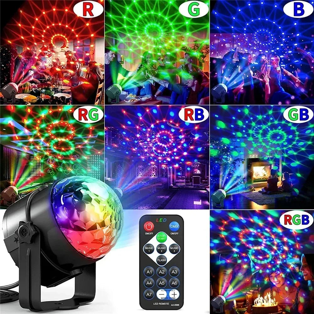 LED Stage Disco Light DJ Rotating Ball Strobe Remote Control Sound Control Magic Dancing Car RGB Christmas Gift Party Club Laser ShowAzizaK