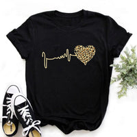 Leopard Heartbeat Graphic TeeAzizaK