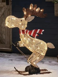 Lighted Reindeer Ornaments Glowing Deer Hide Statue with LED String Lights 3D Standing Reindeer Figurines for Christmas DecorationAzizaK