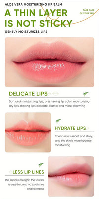 Lip Aloe Balm Nourishing, Refreshing, Hydrating and Moisturizing Preventing Cracking and Repairing Lips Gentle Non IrritatingAzizaK