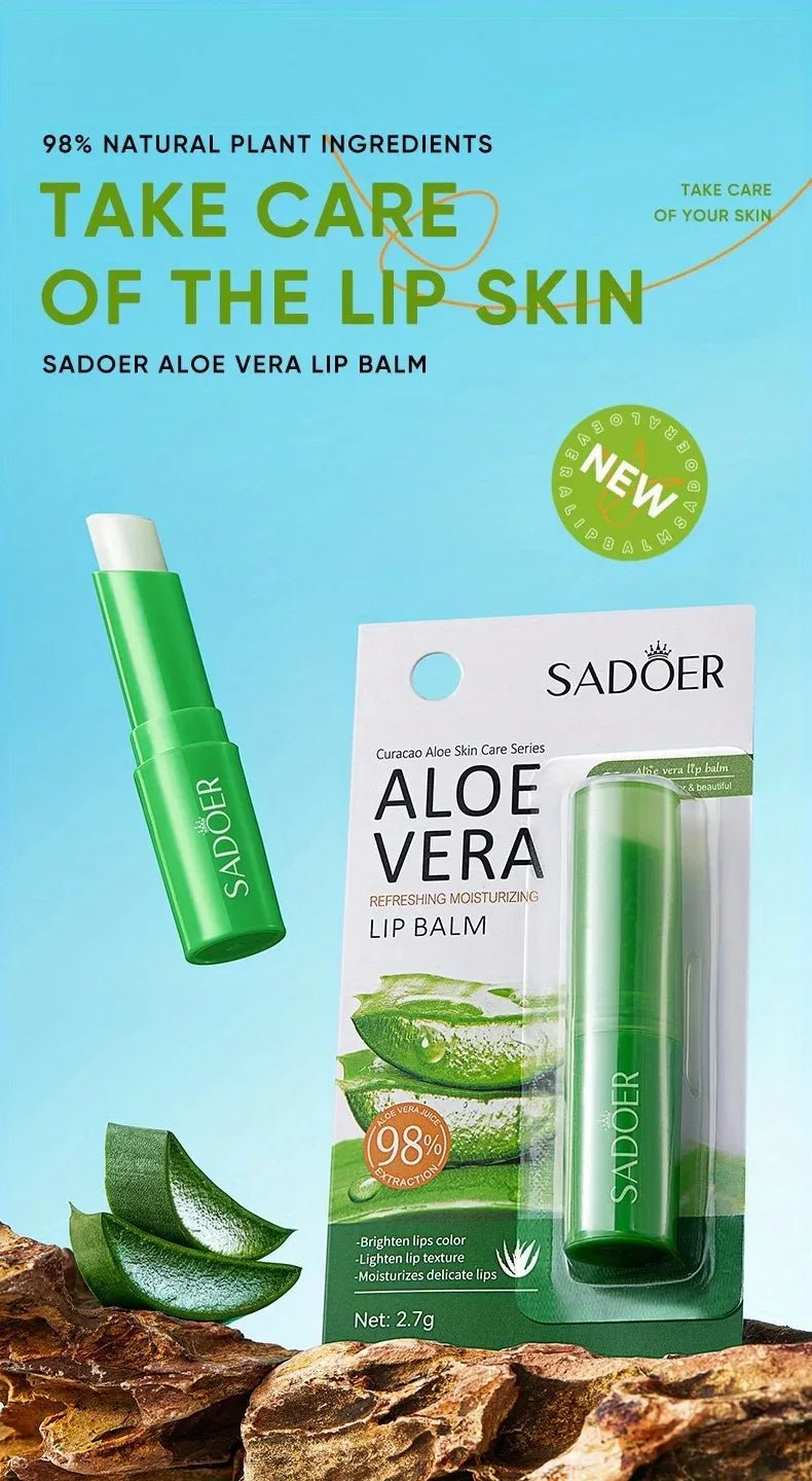 Lip Aloe Balm Nourishing, Refreshing, Hydrating and Moisturizing Preventing Cracking and Repairing Lips Gentle Non IrritatingAzizaK