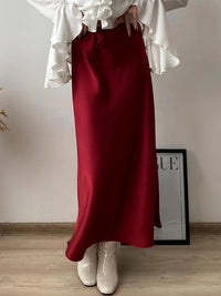 Long black satin skirtsAzizaK