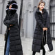 Long Fox Fur Bow Warm Down CoatAzizaK