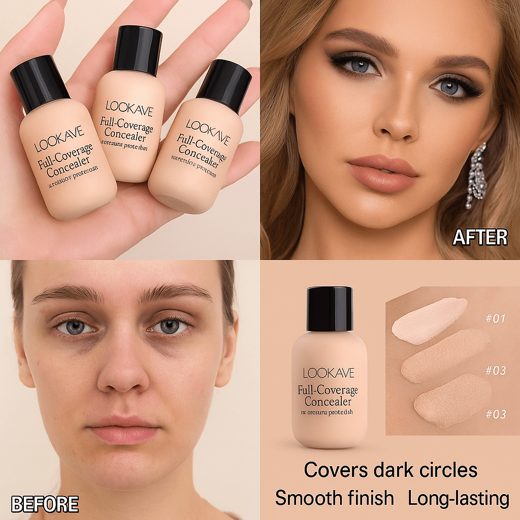 LOOKAVE Full - Coverage Concealer – Natural Finish for All Skin TypesAzizaK