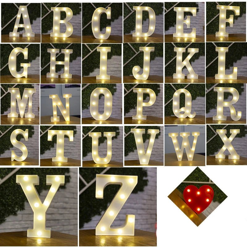 Luminous LED Alphabet Letters Digital Lamp Battery Warm Night Light for Home Wedding Birthday Christmas Party DecorationAzizaK