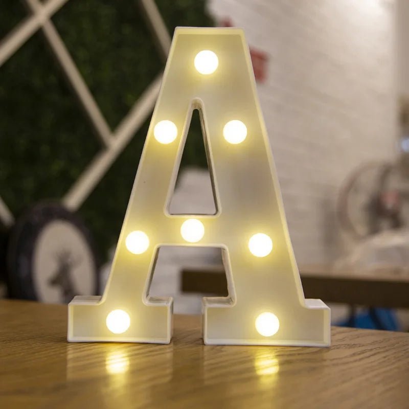 Luminous LED Alphabet Letters Digital Lamp Battery Warm Night Light for Home Wedding Birthday Christmas Party DecorationAzizaK