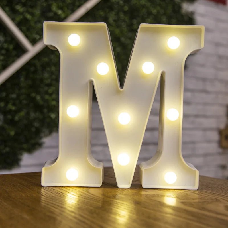 Luminous LED Alphabet Letters Digital Lamp Battery Warm Night Light for Home Wedding Birthday Christmas Party DecorationAzizaK