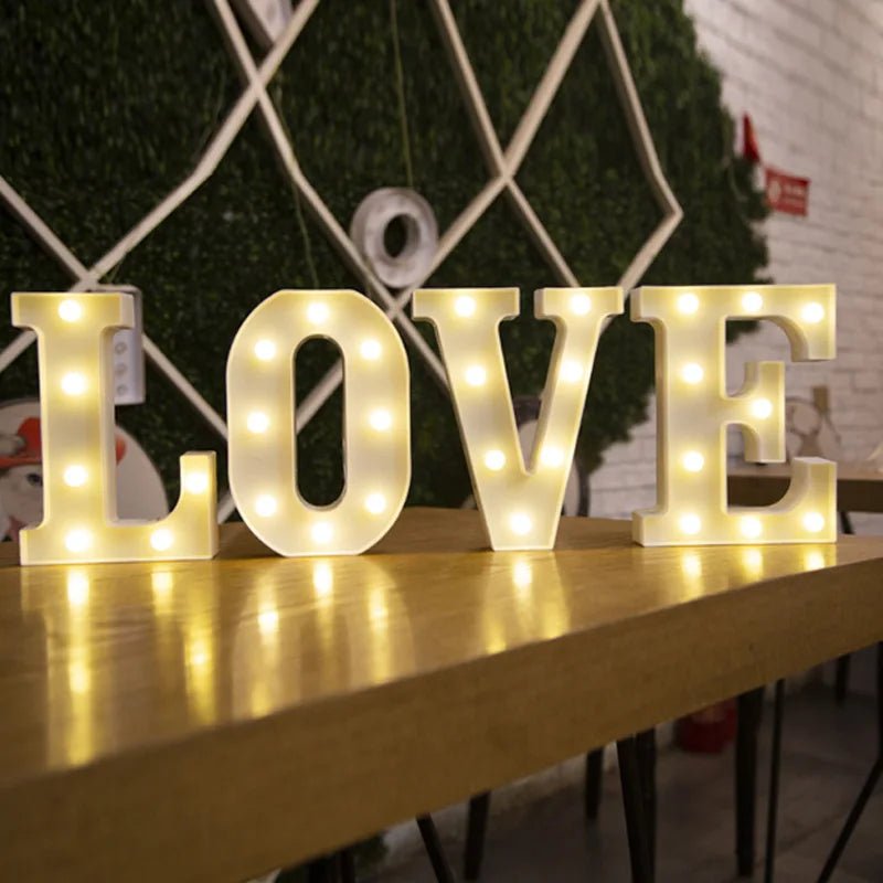 Luminous LED Alphabet Letters Digital Lamp Battery Warm Night Light for Home Wedding Birthday Christmas Party DecorationAzizaK