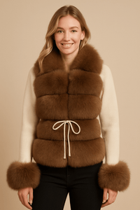 Luxurious Faux Fur Knit CardiganAzizaK