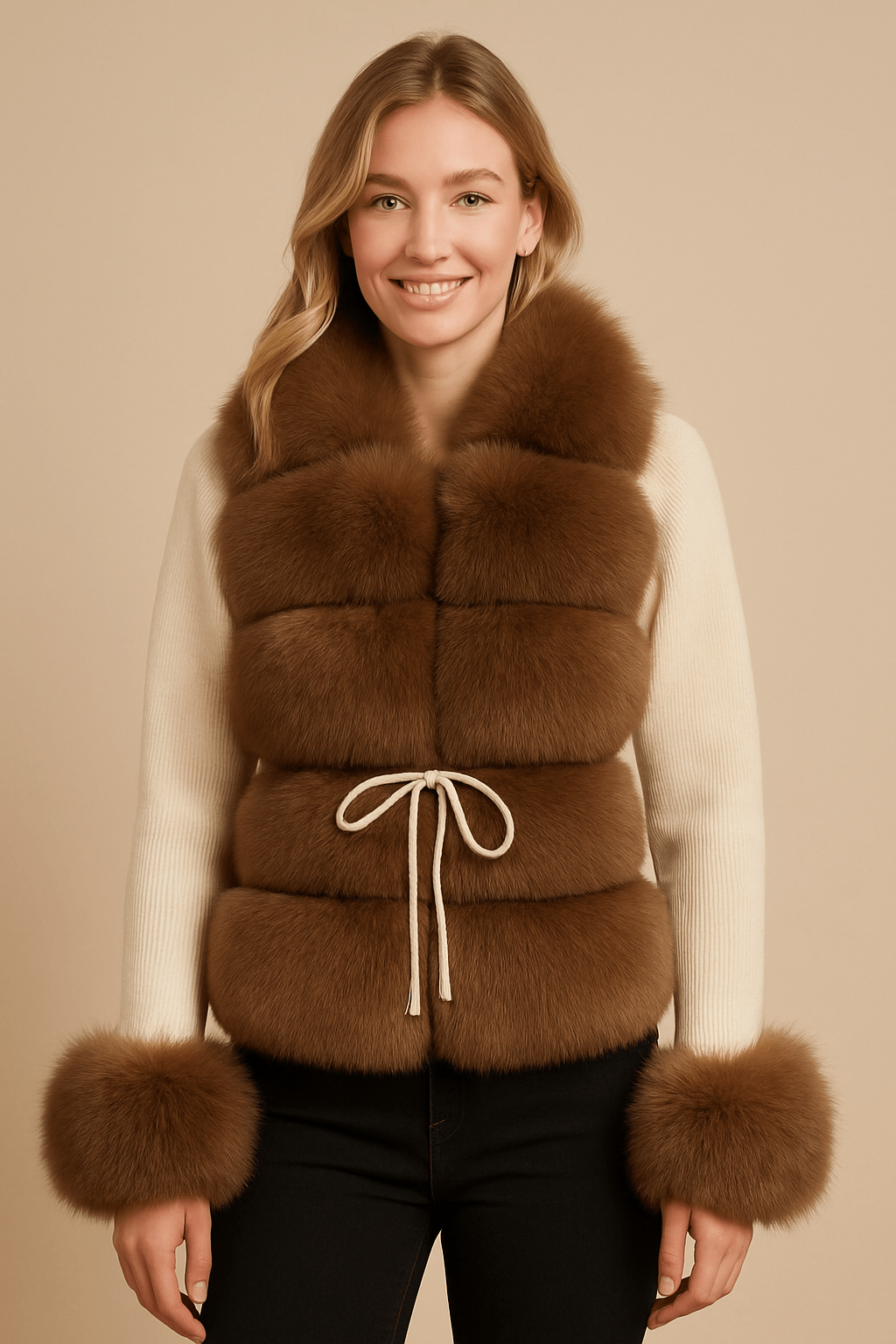 Luxurious Faux Fur Knit CardiganAzizaK