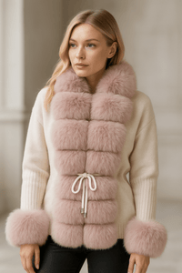 Luxurious Faux Fur Knit CardiganAzizaK
