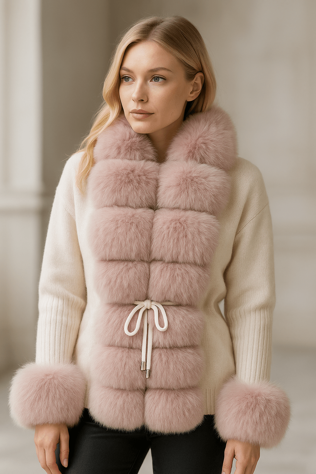 Luxurious Faux Fur Knit CardiganAzizaK