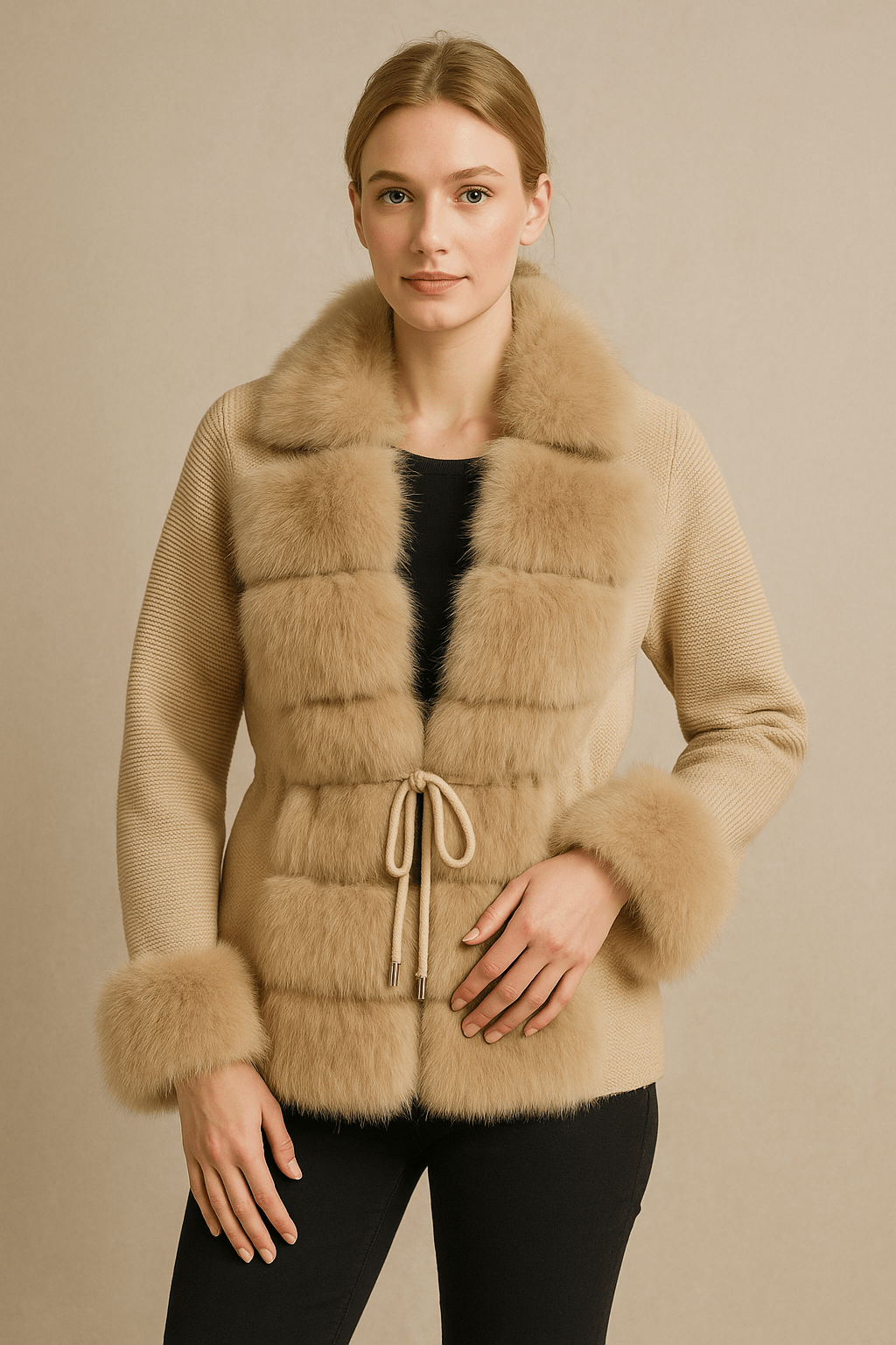 Luxurious Faux Fur Knit CardiganAzizaK