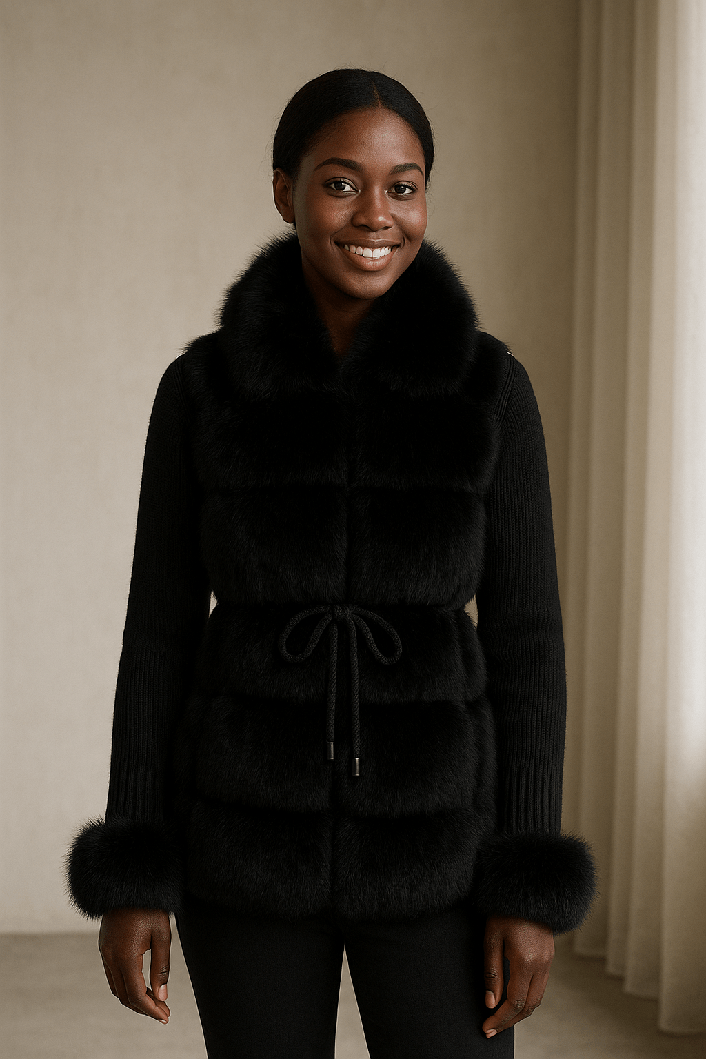 Luxurious Faux Fur Knit CardiganAzizaK