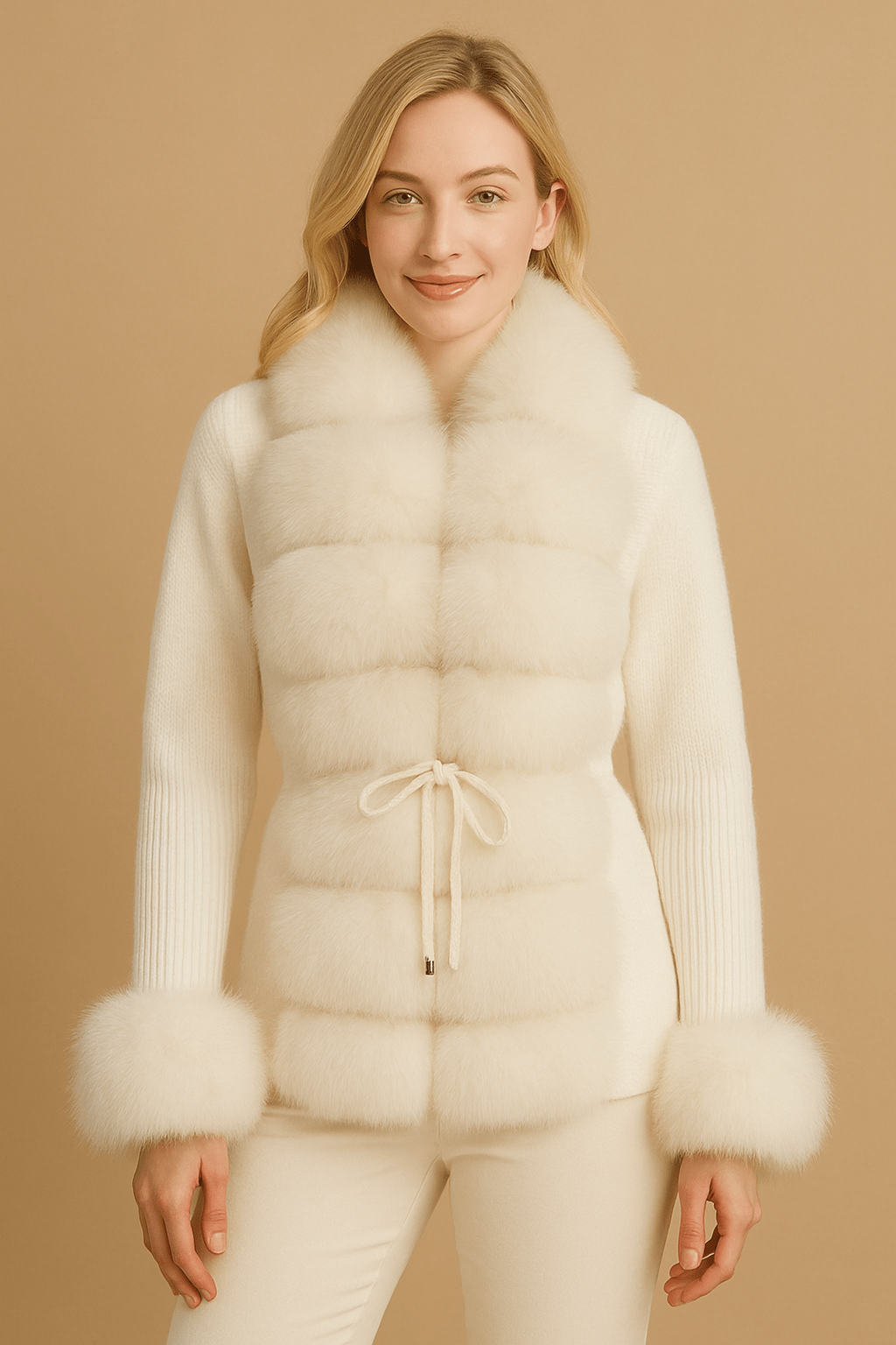Luxurious Faux Fur Knit CardiganAzizaK