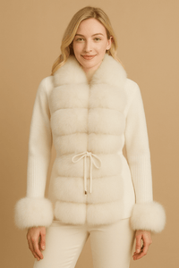 Luxurious Faux Fur Knit CardiganAzizaK