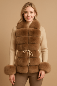 Luxurious Faux Fur Knit CardiganAzizaK