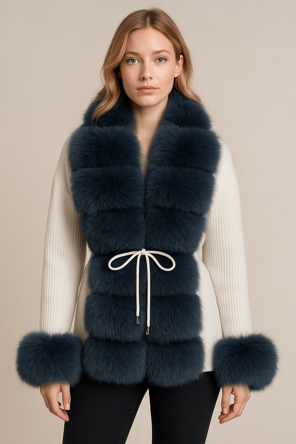 Luxurious Faux Fur Knit CardiganAzizaK