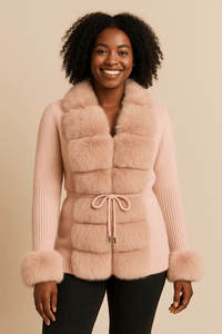 Luxurious Faux Fur Knit CardiganAzizaK